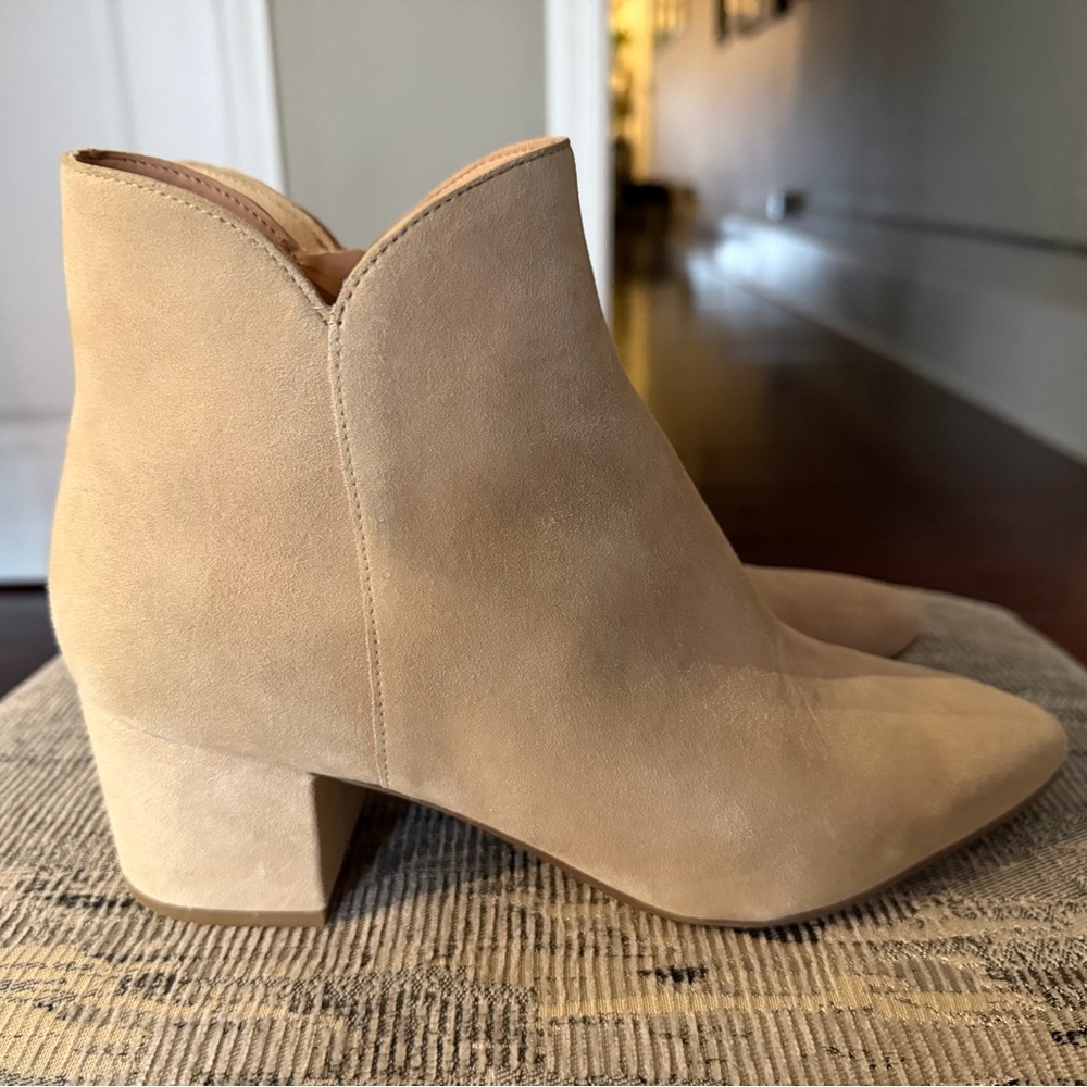Cole Haan Tan Suede Ankle Booties - Block Heel